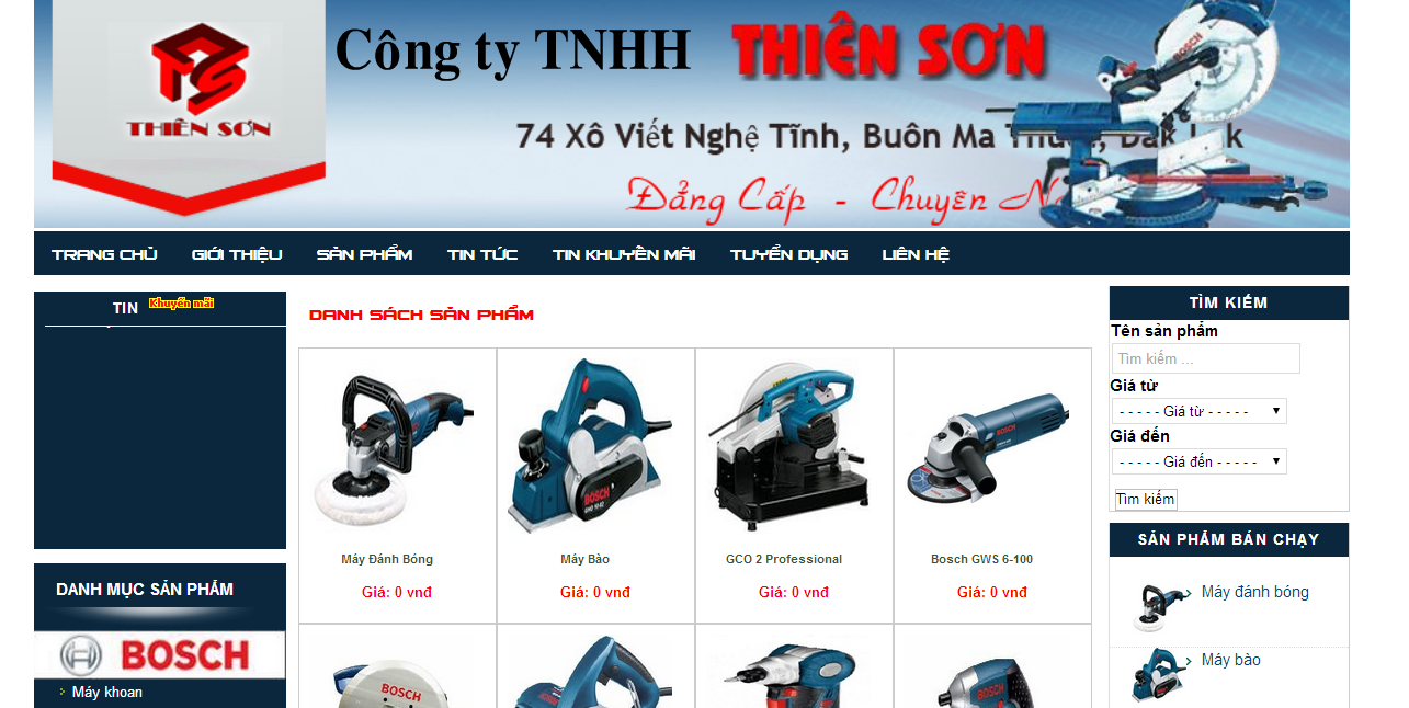 Website điện máy Thiên Sơn